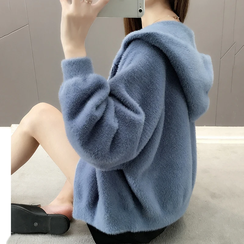 Имитация норки кашемировый свитер пальто для женщин 2020 Новинка весна осень