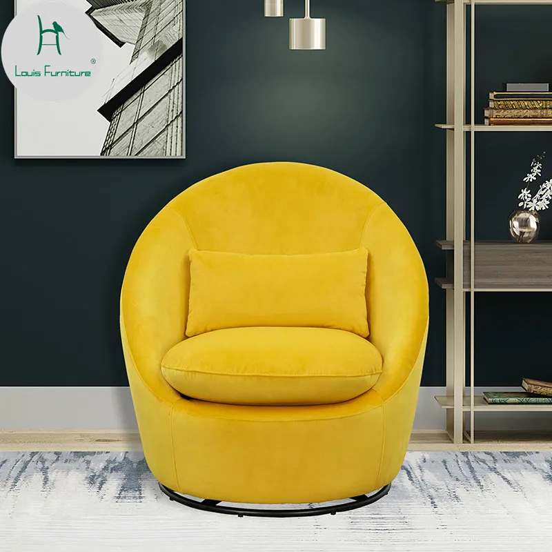 

Современный маленький вращающийся стул Louis Fashion для всей семьи, простой круглый диван для балкона, гостиной с тканевой отделкой для отдыха
