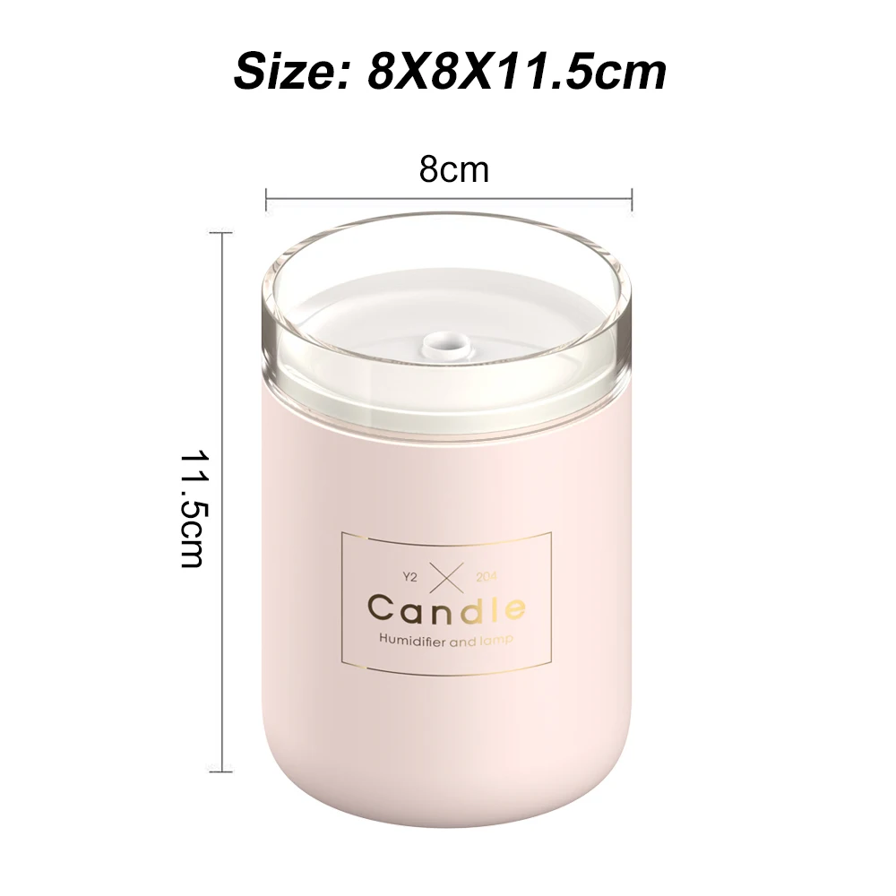 Car Humidifier Aroma Diffuser Air Purifier Ultrasonic Candle Light Mini Modern 20-35㎡ 35ML/H Mist LED 280ML USB | Бытовая техника