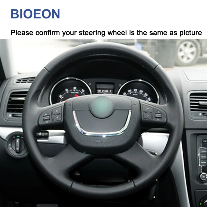 Черный чехол на руль из искусственной кожи для Skoda Octavia Superb Yeti 2009 2010 2011 2012 2013 Roomster