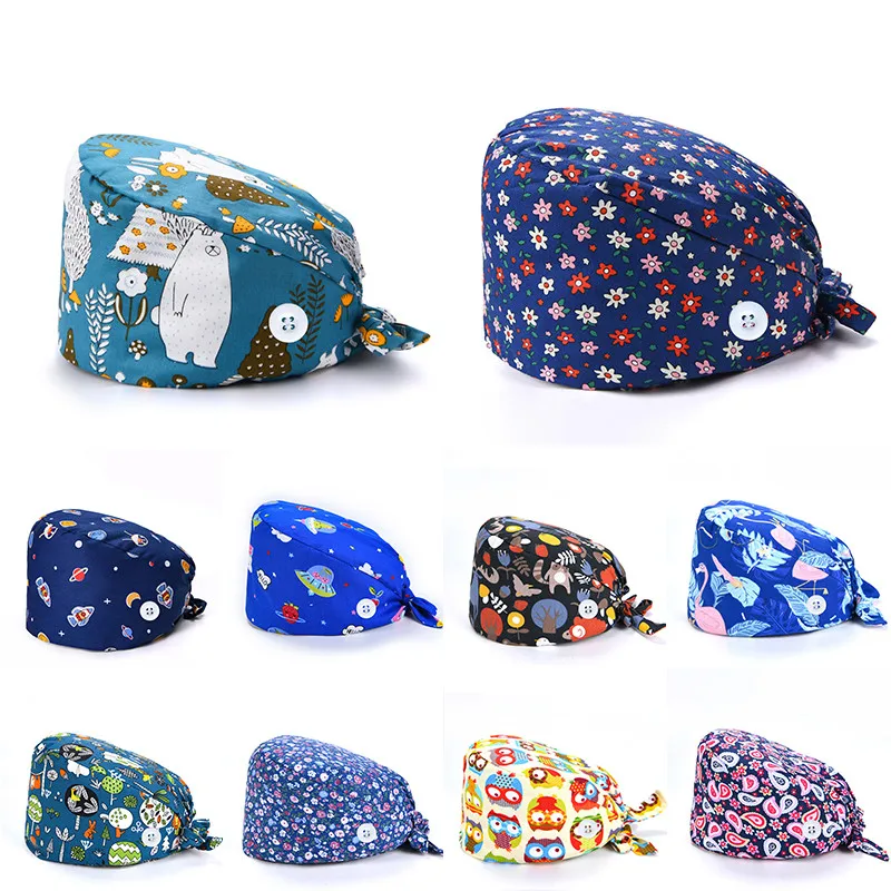 1 шт. НОВАЯ шапка для медсестры шапки хирургические с цветочным узором