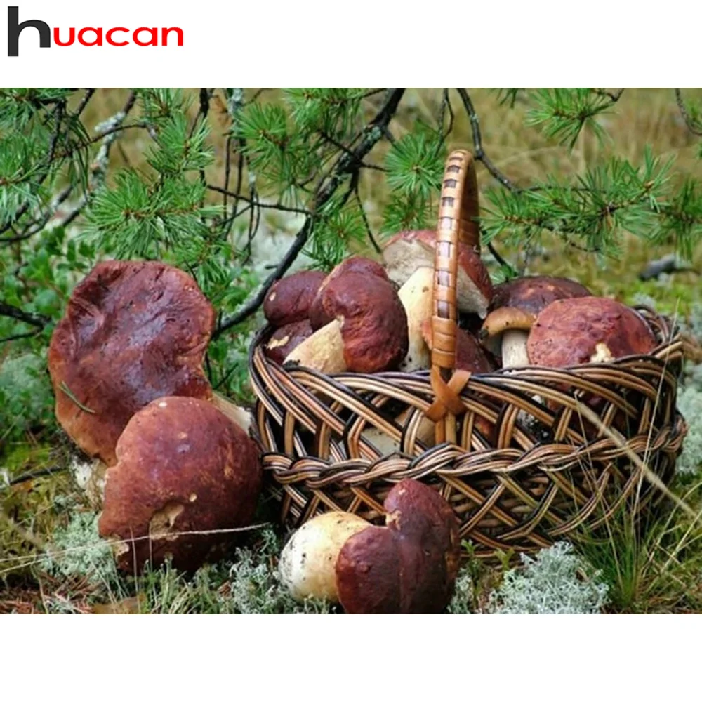 

Huacan алмазная живопись грибы 5d Diy Алмазная вышивка мозаика корзина гриб