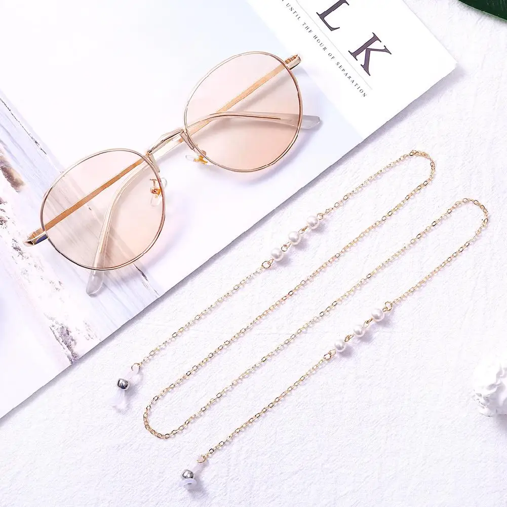 Цепочка для очков с жемчужным украшением противоскользящая цепочка