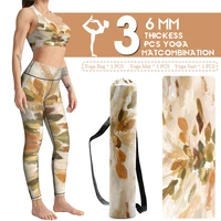 3pcs Natural Rubber Yoga Mat Yoga Bag Set Non Slip Carpet Mat Suitable Beginners Environment Fitness Gymnastics Mat 185*680*5mm