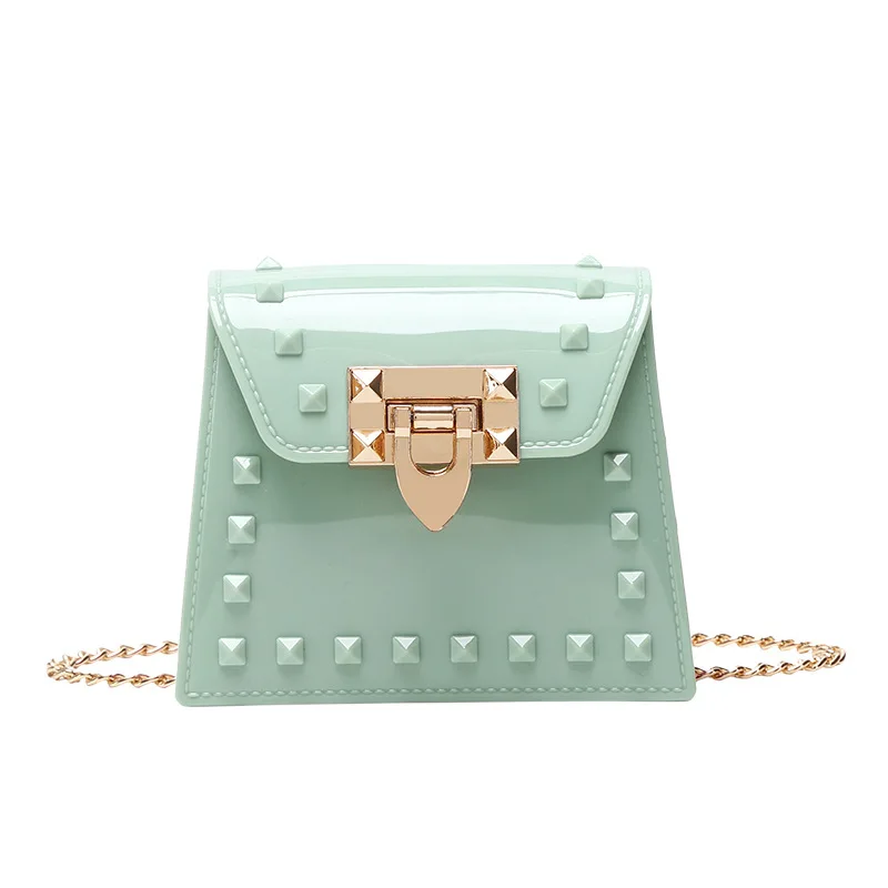 

2020rivet jelly bag mini simple chain shoulder bag children slung silicone bag handbags lipstick bag satchels purses and handbag