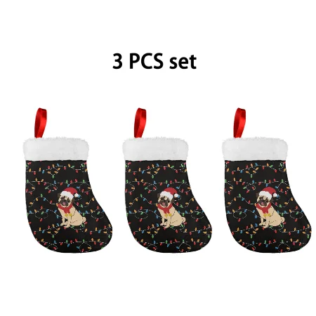 

Funny Pug Dog Pattern Christmas Stocking Gift Bag Apple Bag Decoration Christmas Eve Christmas Tree Pendant 2022 Happy New Year
