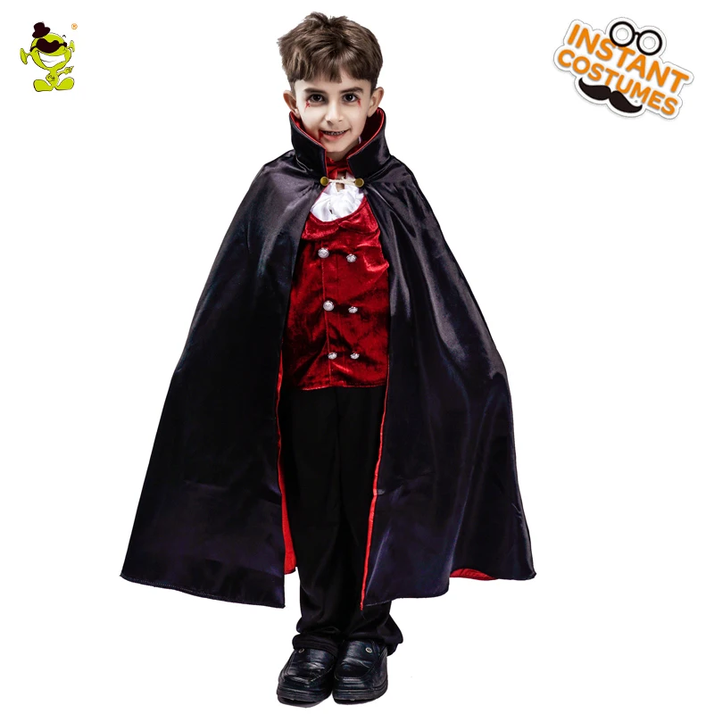

QLQ Boy Gothic Vampire Costumes Role Playing Kid Vampire Prince Clothes Cosplay Costumes Halloween Boy Vampire Suit