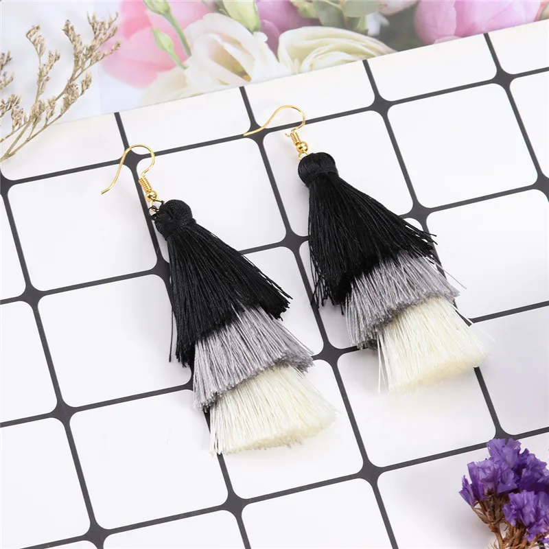LOULEUR 3 Слоистые богемные Роскошные массивные Серьги-кисточки Boho модные ювелирные изделия женские длинные висячие серьги