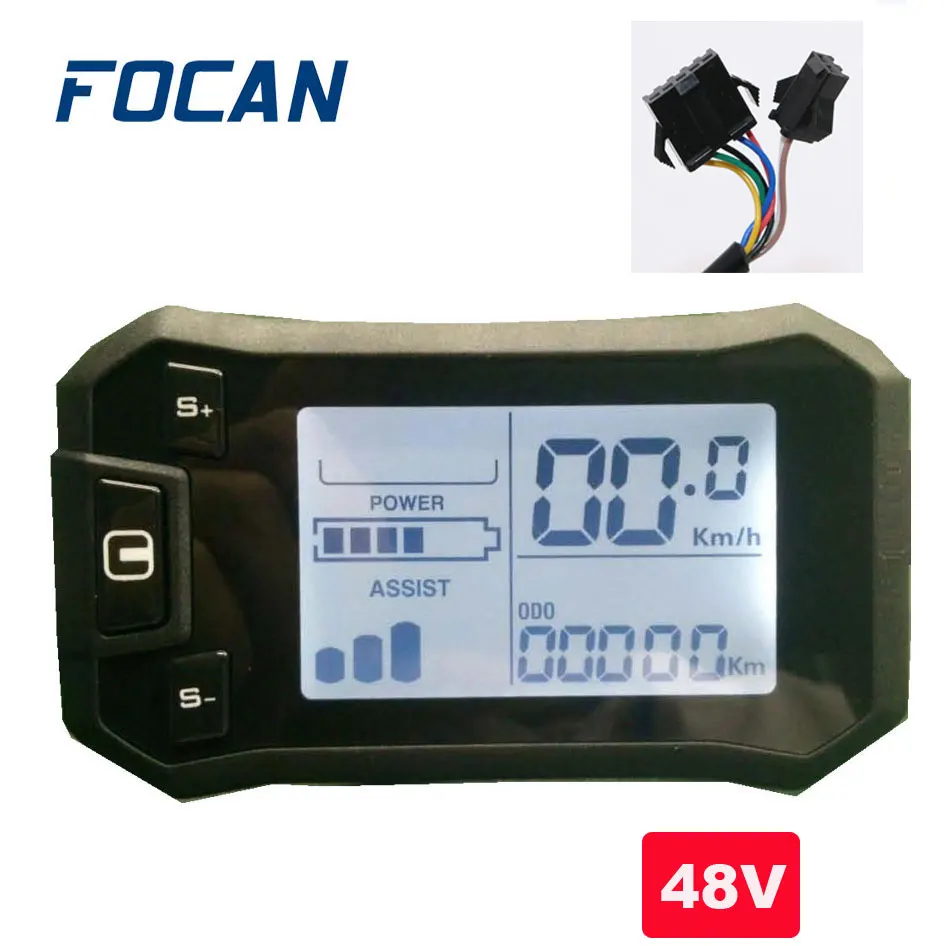 FOCAN S850 24V 36V 48V LCD Display Meter/Control Panel for eBike Electric Bicycle - Цвет: 48V Normal plug