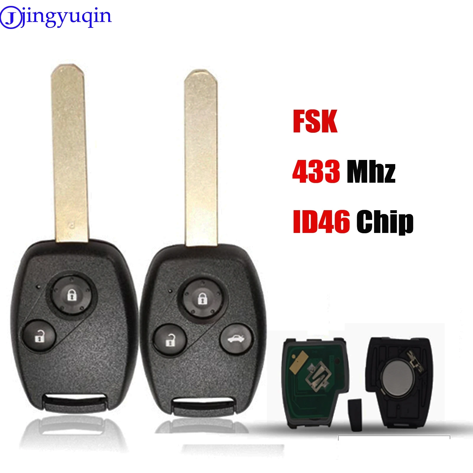 Jingyuqin FSK 433 МГц с чипом ID46 2/3 кнопок дистанционный ключ-брелок от машины для Honda Cr-V