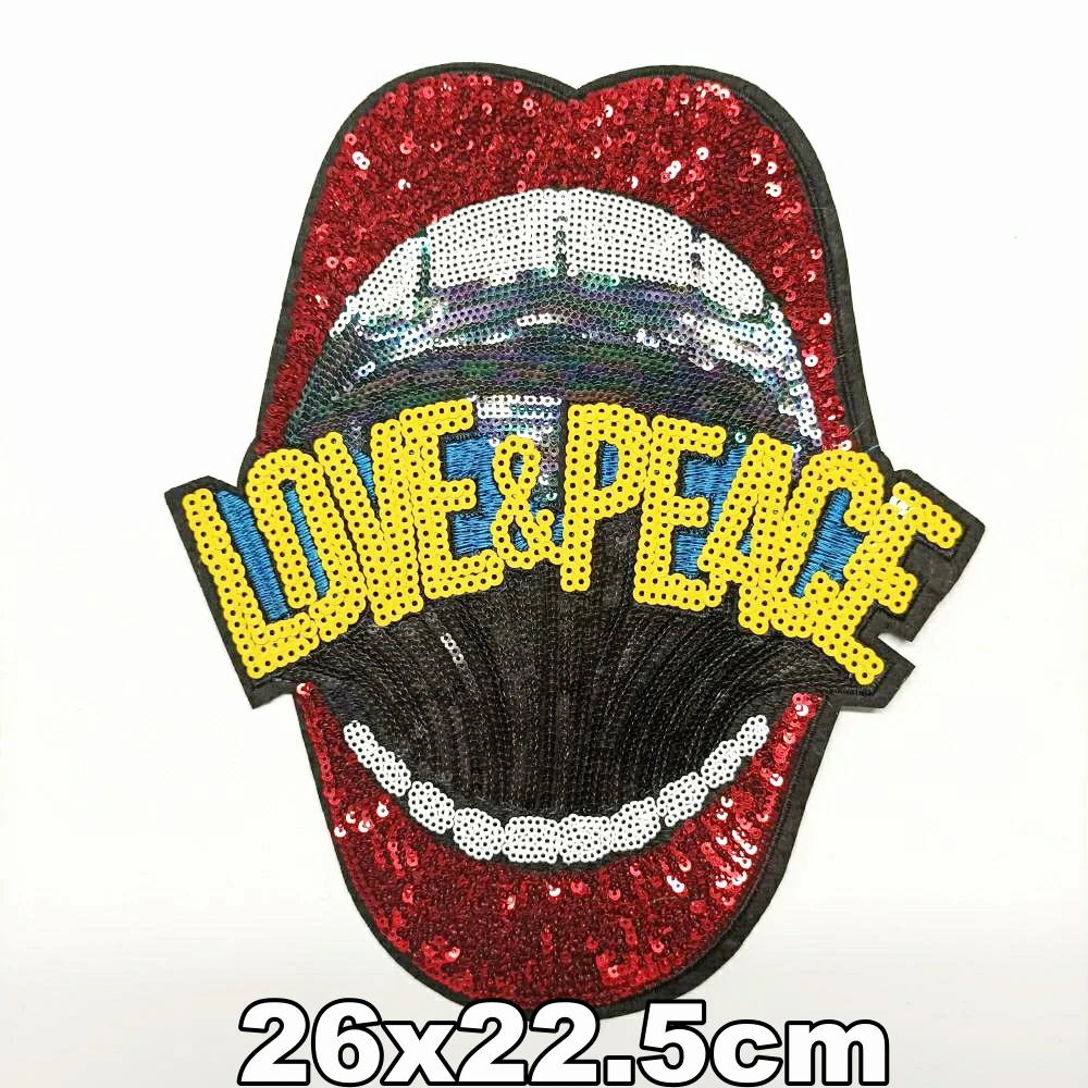 

DIY large embroidery big lip mouth cartoon patches for clothing QR-3369