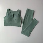 Женские Бесшовные комплекты для йоги, женская одежда для фитнеса в рубчик, спортивный костюм, спортивный бюстгальтер для спортзала, леггинсы с высокой талией, комплект для тренировок, 2 шт.