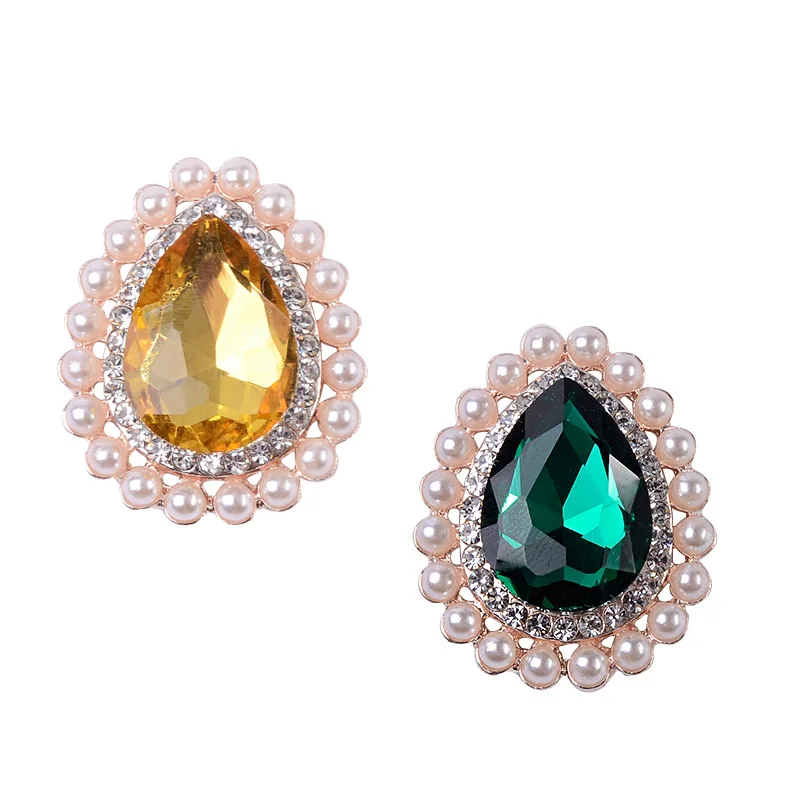 30pcs New alloy buckle with Pearl White crystal Drop accessories DIY clothing shoes bags  materials jewelry making handmade