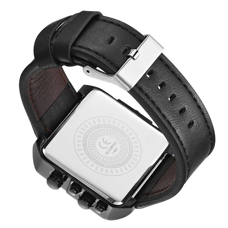 Мужские водонепроницаемые кварцевые часы с кожаным ремешком 3 часовых пояса 2021 |