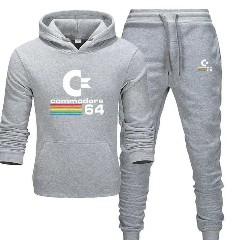 

New set two piece fashion Commodore 64 hoodies Men's track and field sweatshirt autumn men brand clothing Hoodies + Pants sets
