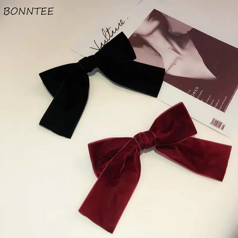

Headwear Women Vintage Simple Kawaii Mujer Teenagers Hairpins Elegant Big Size Sweet Hair Pins Bowknot New Arrival Solid Girls