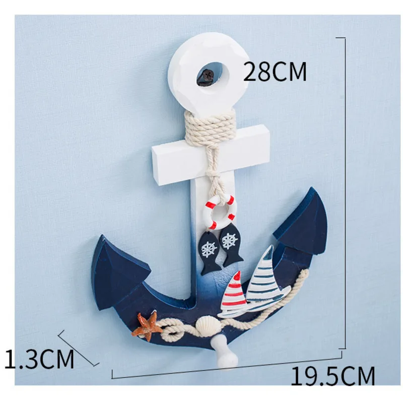 Деревянный анкерный орнамент 28 см в средиземноморском стиле для морского декора