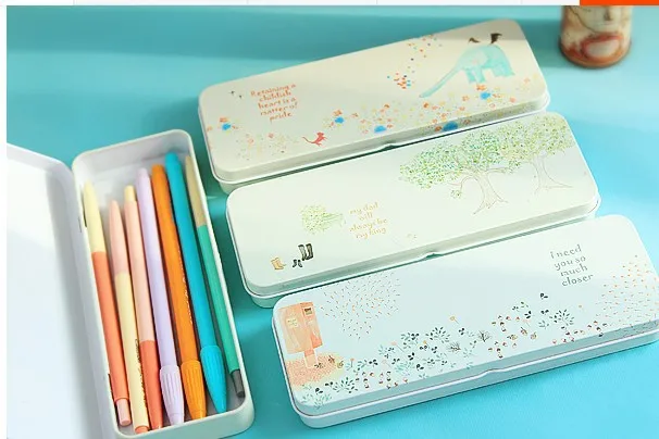 Оловянная коробка короткий оловянный чехол карандаш винтажный товары для школы