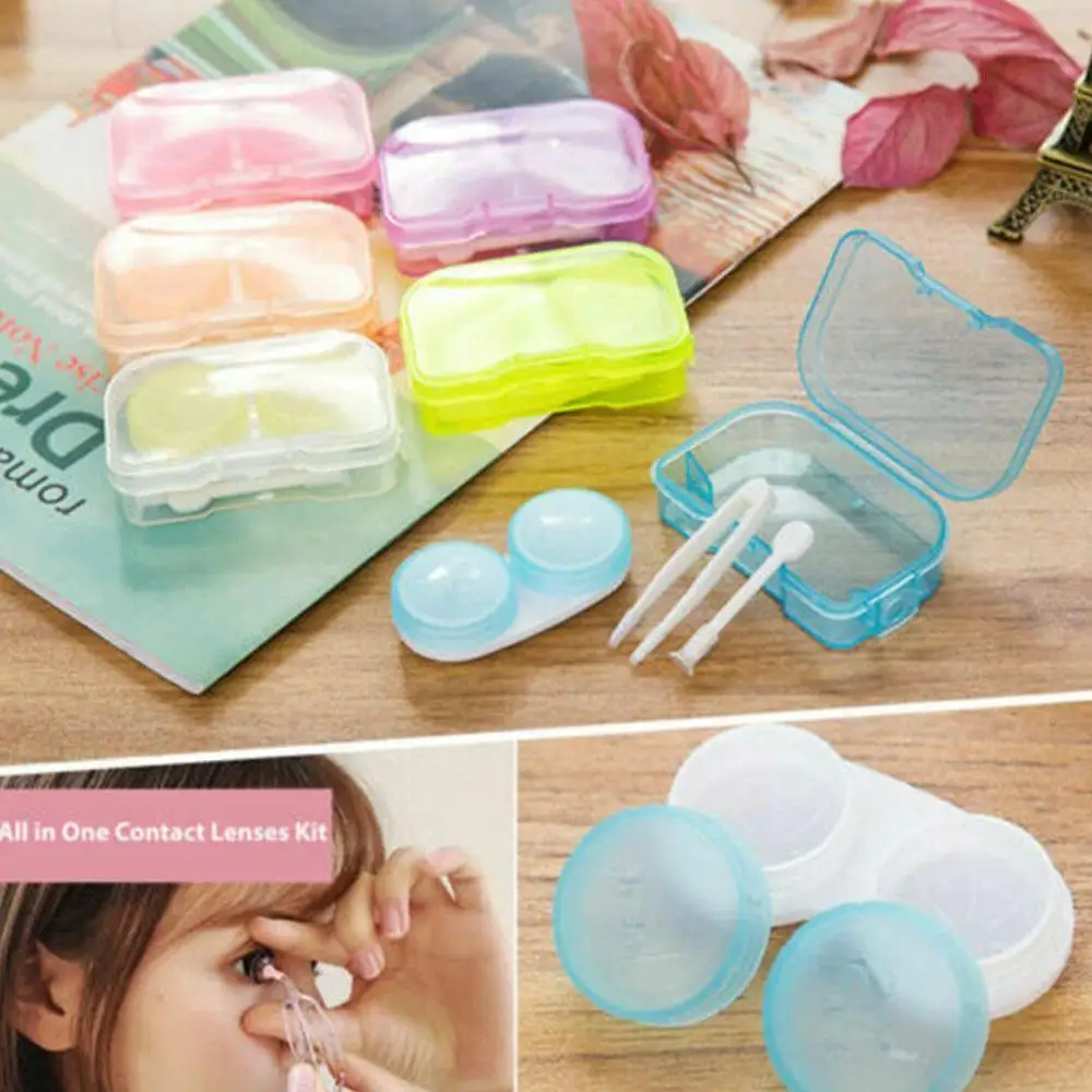 1 шт случайный цвет прозрачный Карманный пластиковый чехол для контактных линз