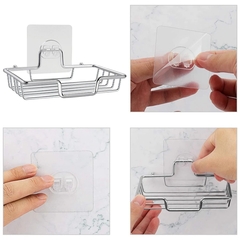 

Soap Dish Holder for Bathroom Shower Kitchen Wall Mounted and Sink Rustproof Stainless Steel Sponge