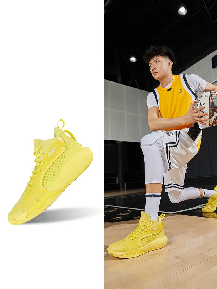 Peak basketball shoes men's 2021 autumn new anti slip and wear-resistant high top student practical shoes men's Blue Sneakers