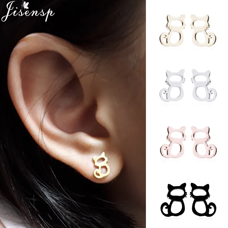 

Multiple Stainless Steel Animal Stud Earrings for Women Girls Simple Cat Bird Heartbeat Earings Fashion Jewelry Accessories Gift