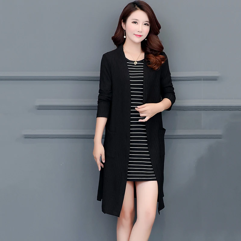 Женский свободный свитер большого размера весенне-осенняя шаль тонкий кардиган
