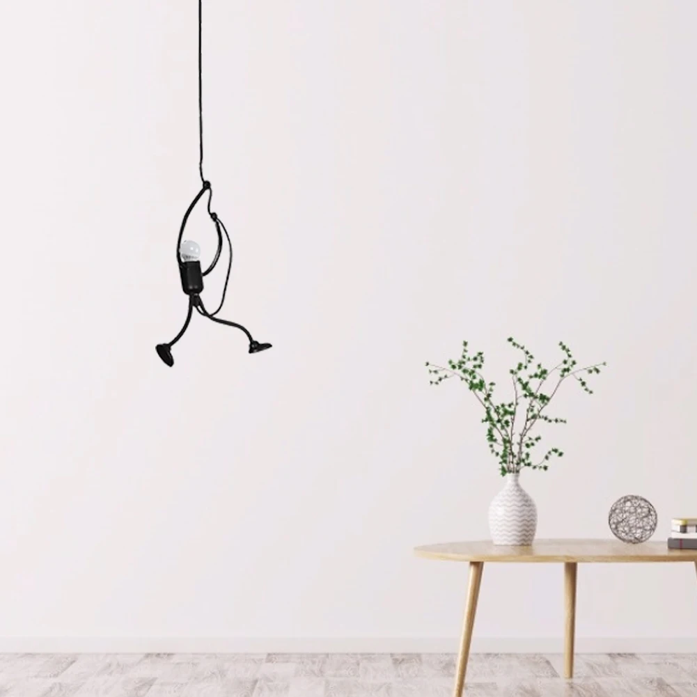 

Climbing Pendant Light Portable Little Man Metal Decorative Hanging Lamp NO Bulb Vintage Cover Bulb Guard Lamp Pendant