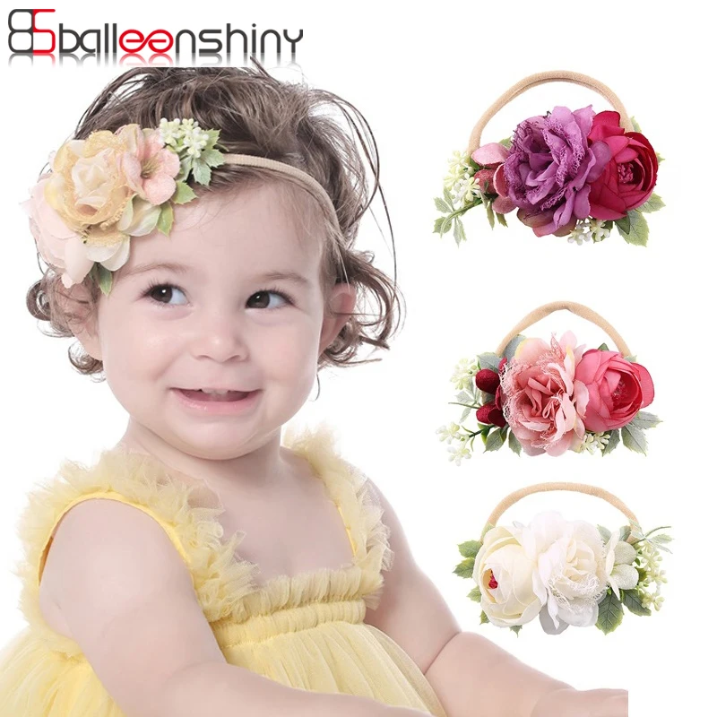 

Balleenshiny Flower Baby Girl Headband Handmade Bundle Nylon Elastic Hair Band Baby Hairband Headdress Newborn Hair Accessories