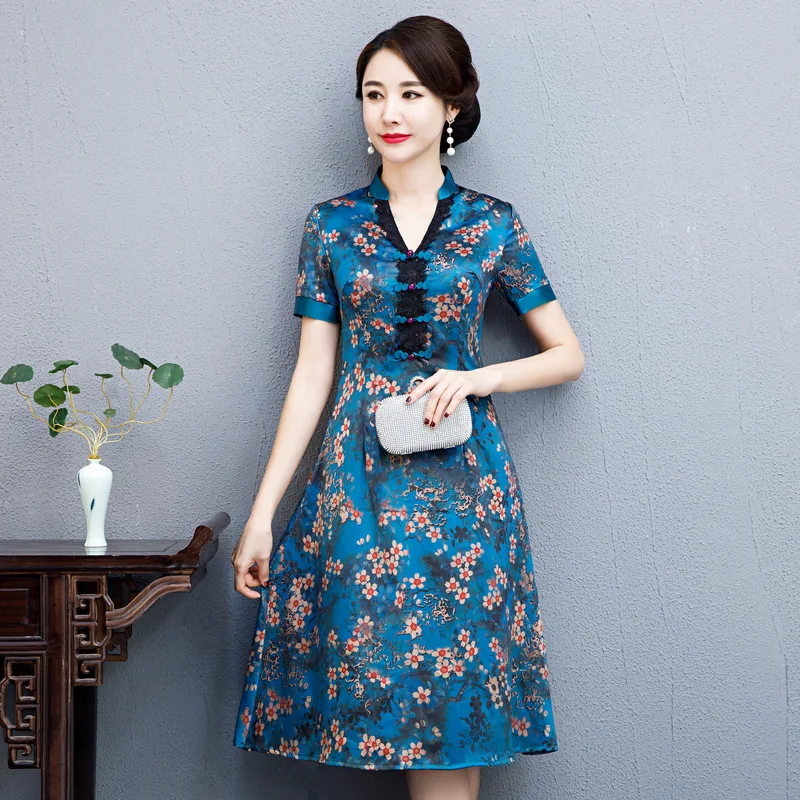 3 вида цветов новое китайское традиционное платье женское Ципао с коротким