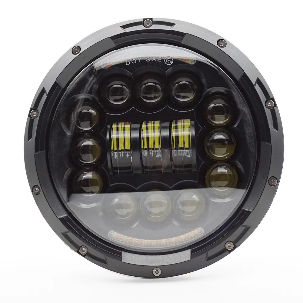 7 дюймов LEDHead светильник H4 с Ангельские глазки 90W фары сигнала поворота (Подол