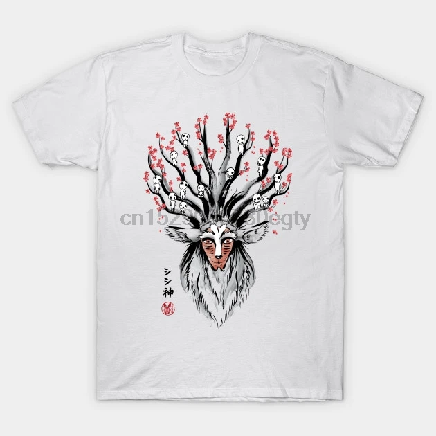The Deer God Sumi E Studio Ghibli Забавный человек с круглым вырезом Мужская одежда модные