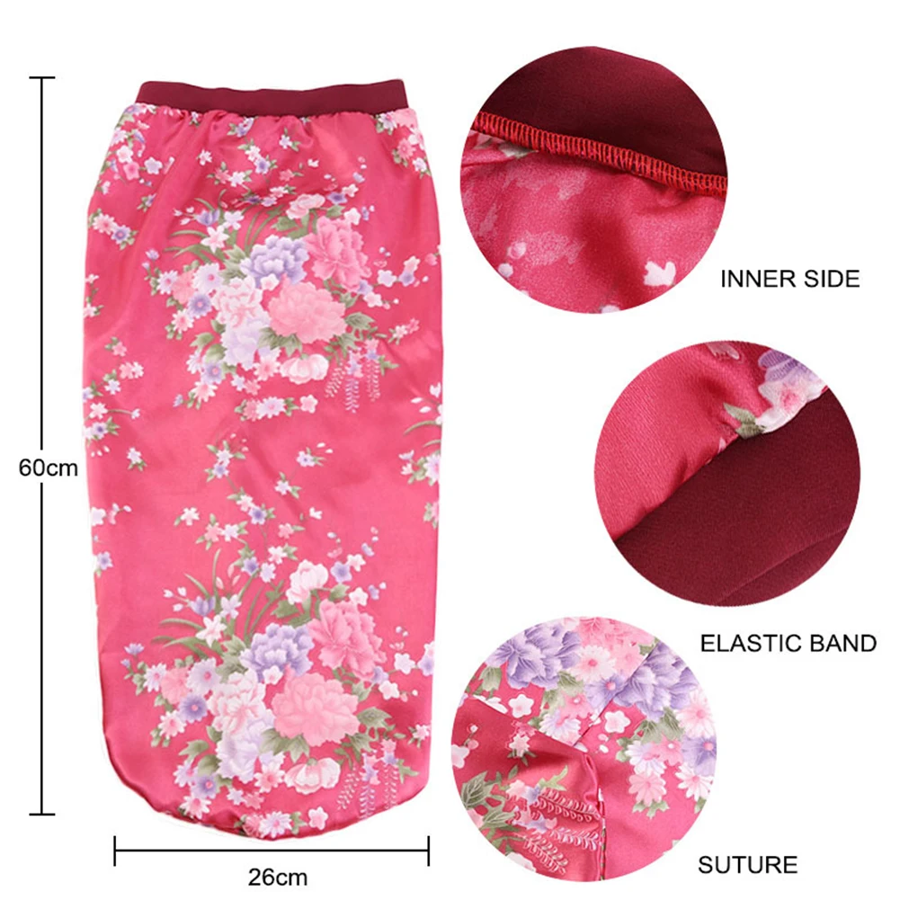 Атласная шапочка для сна длинных волос шелковая длинная с мягкой эластичной