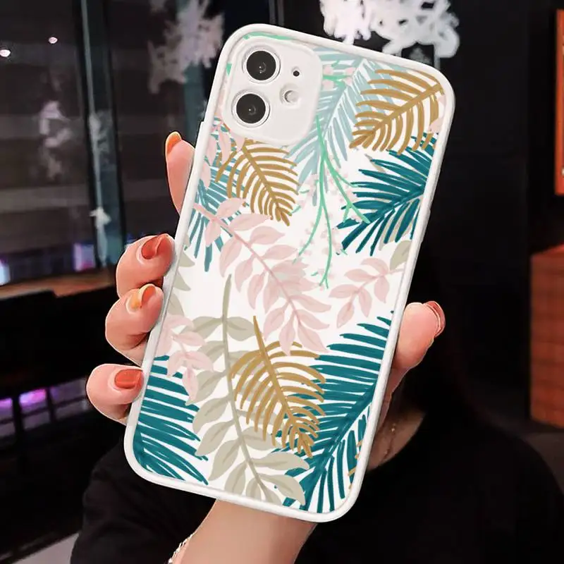 

flower Phone Case Matte Transparent for iPhone 7 8 11 12 s mini pro X XS XR MAX Plus cover funda