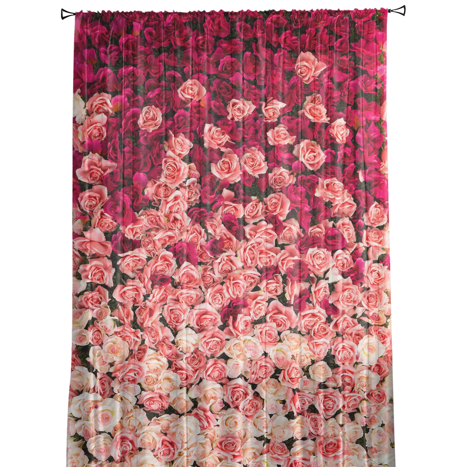 Розовый и красный цвет белый с принтом розы сплошные оконные панельные шторы