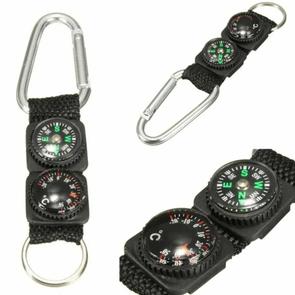 

Compass Thermometer Multifunction Outdoor Compass 125x31x14mm Outdoor Hiking Survival Carabiner Key Ring Belt