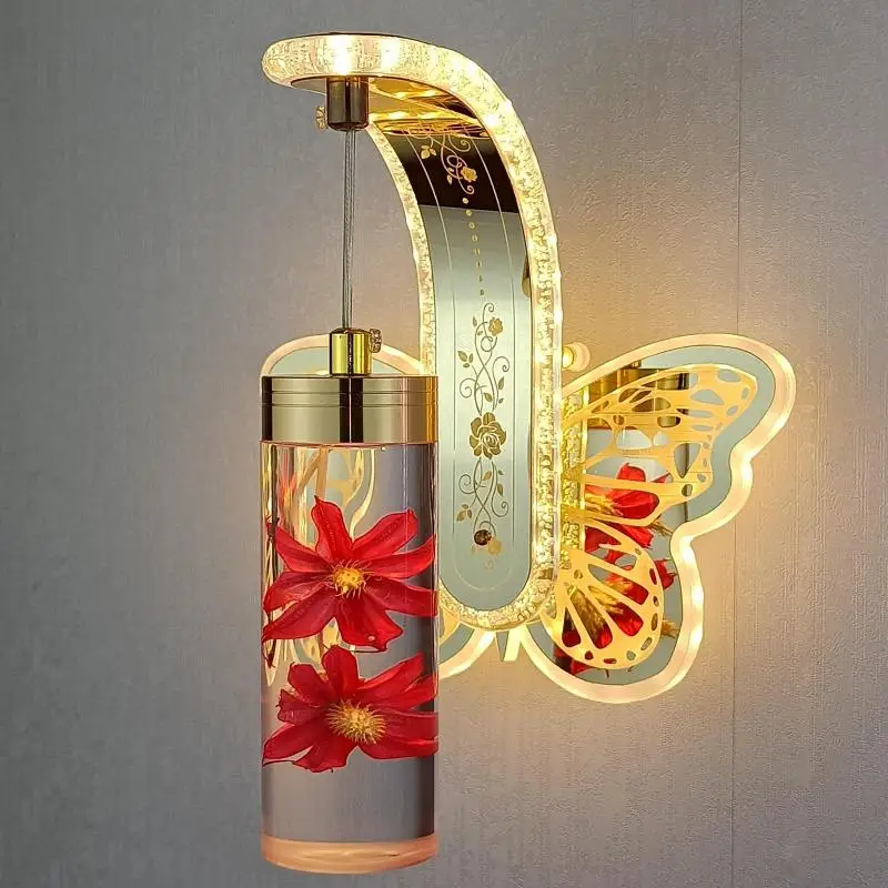 

Цветок кристалл янтарь настенный светильник гостиная коридор прикроватный светодиодный настенный светильник освещение интерьер домашний...