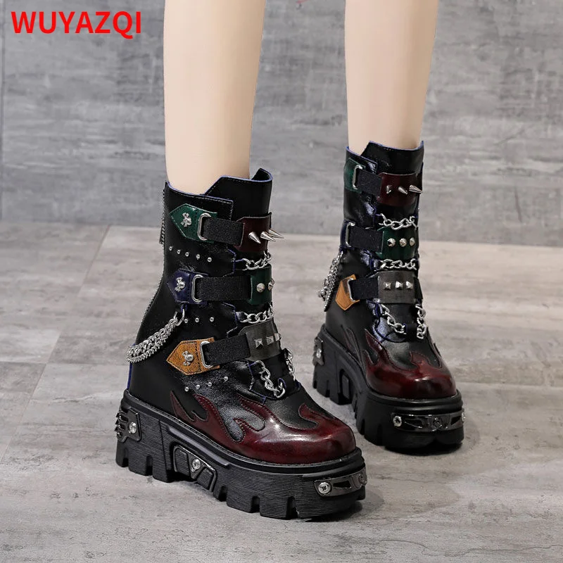 

WUYAZQI Motorcycle boots women's new inner heightening leisure Martin boots women's shoes British fashion women's Boots L