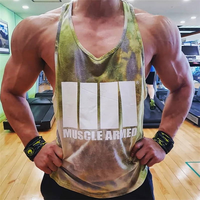 

Gyms Fitness Workout Singlet Sling Vest Men Bodybuilding Tank Top Camouflage sleeveless Shirt Boy Summer Brand gym clothing