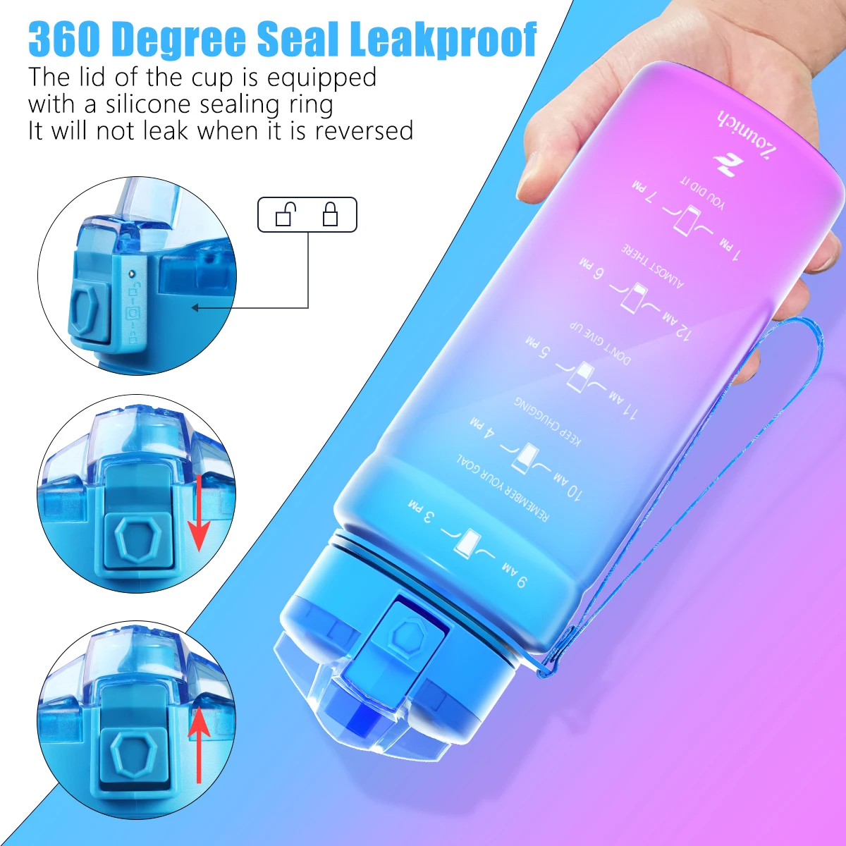 NEW HOT Gradient Sport Water Bottles BPA-free Tritan Flask Gym anti-fall Leak-proof CE / EU Drinkware Shaker Drink Bottle | Дом и сад