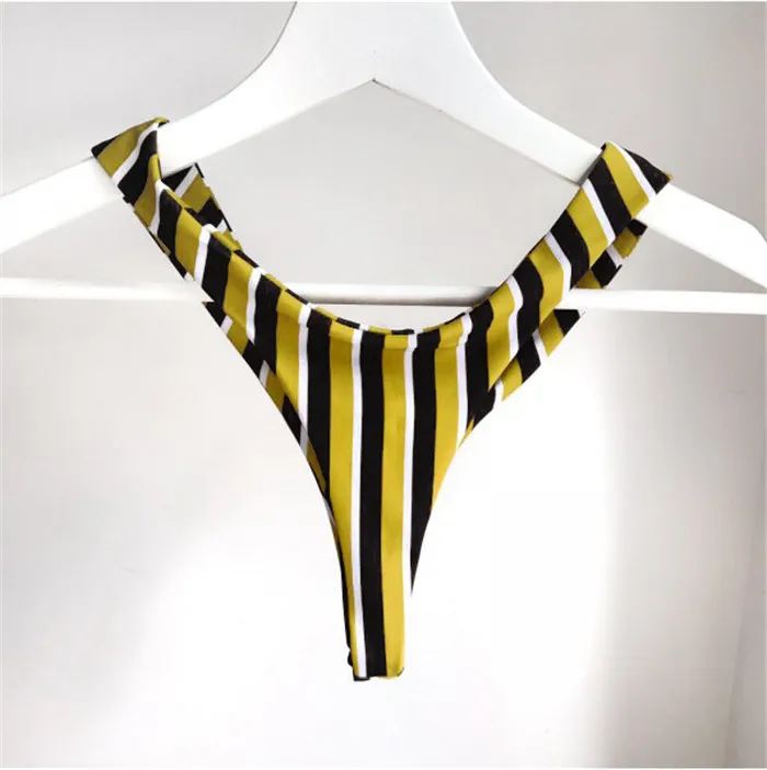 Бикини из двух частей стильный сексуальный женский желтый полосатый бандажный