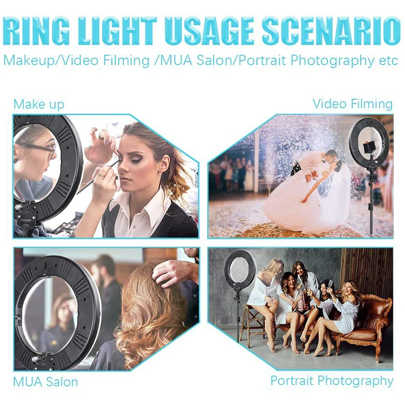 

ZOMEI 14" Dimmable LED Studio Ring Light with Tripod Photographic Lighting Ring Light Lamp For Makeup Selfie Youtube Video Live