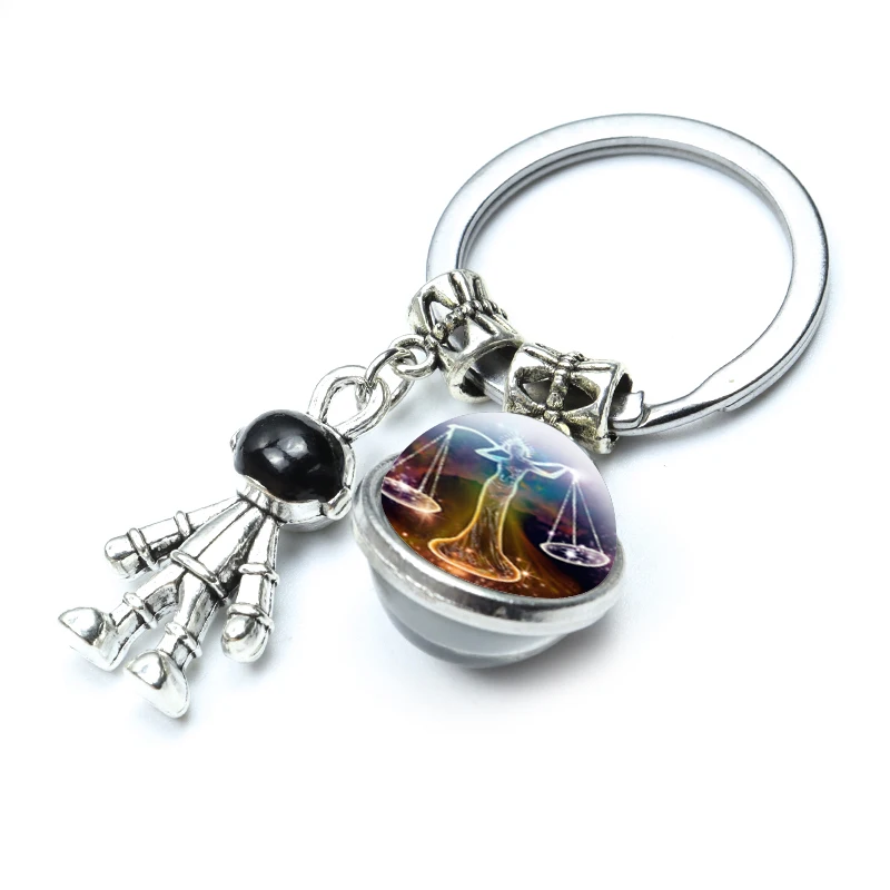 12 знаков зодиака двухсторонний держатель для ключей со стеклянным шаром