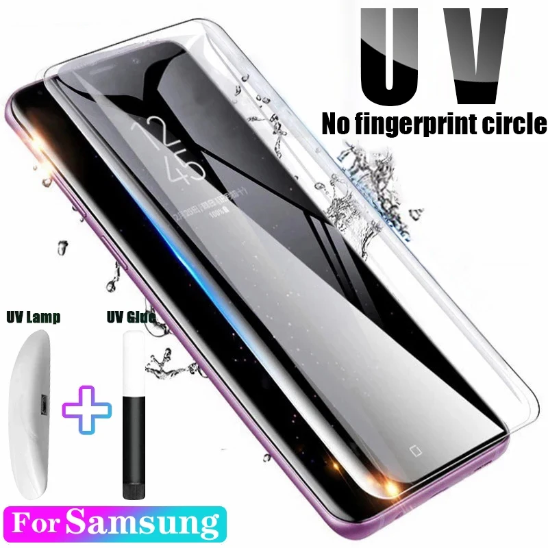 UV Tempered Glass For Samsung Galaxy S21 Ultra Screen Protector S20 Plus S10 S9 S8 Note 20 10 9 8 S 21 4G 5G E Case Liquid Film
