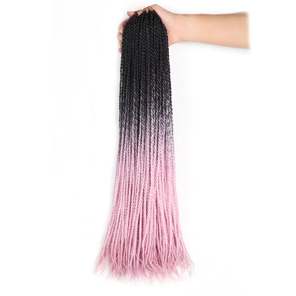 SAMBRAID Senegalese Twist Crochet Hair 24 inch 30 Roots/Pack Crotchet Braids Synthetic Hair Ombre Braiding Hair Extensions