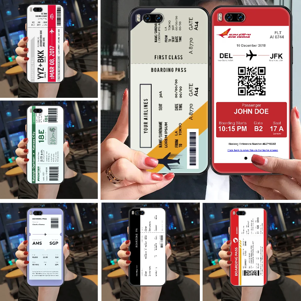 Посадочный талон авиабилетов дорожная сумка чехол для телефона Xiaomi Mi Max Note 3 A2 A3 8 9