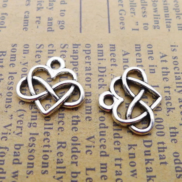 

WW256 15 * 14mm 1G antique Alloy S Love heart charm pendant ornament DIY Jewelry Accessories 100pcs/Package