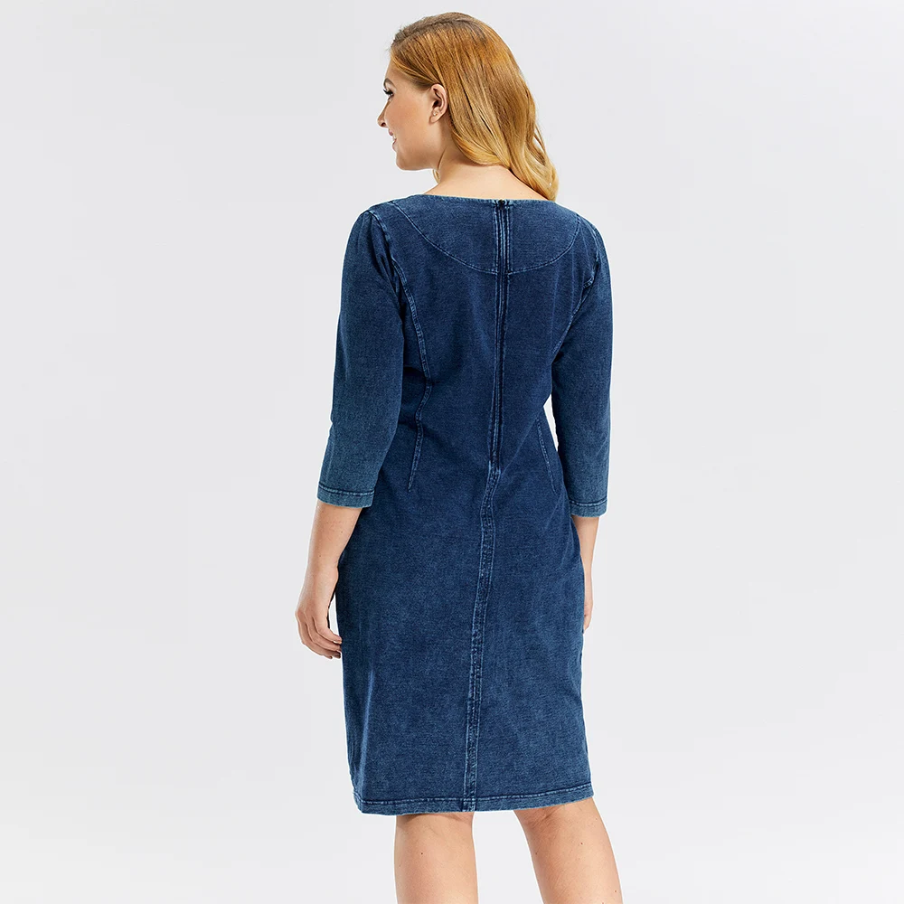 Женское джинсовое платье LIH HUA облегающее из стрейча премиум-размера плюс