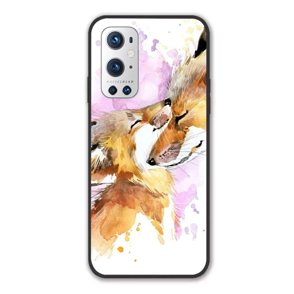 

For OnePlus Beautiful Fox Mother and Cub Watercolour design. Soft TPU Border OnePlus 7 7T 7Pro 8 8T 8Pro 9 9Pro Case