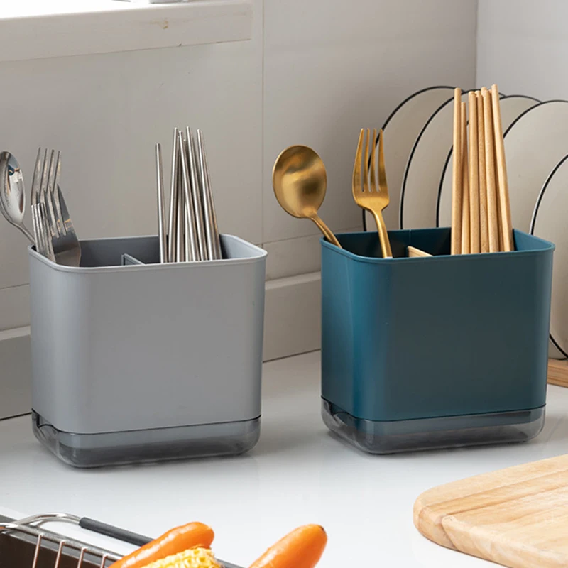 

Plastic Drain Storage Holder Multifunctional Spoon Fork Chopstick Storage Box Kitchen Cutlery Organizer Spoon Fork Tray ShelfBox